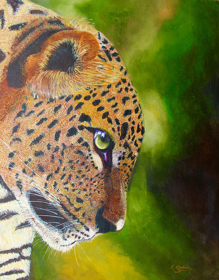 Leopard Stare Painting by Richard Kimenia