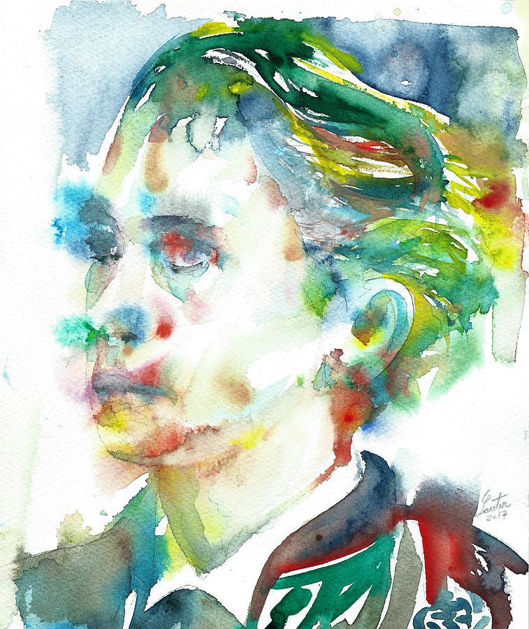 LEOPOLD VON SACHER-MASOCH - watercolor portrait Painting by Fabrizio Cassetta