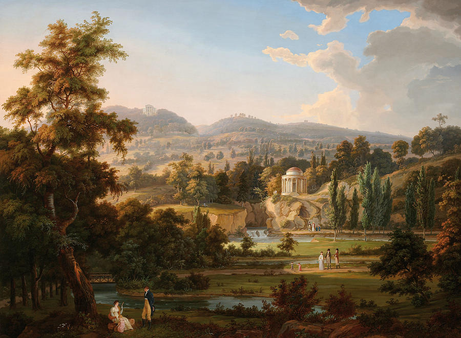 Leopoldine temple with pond Painting by Albert Christoph Dies
