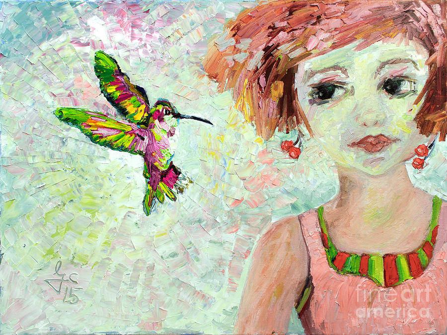 Leora Attracts Hummingbirds Painting by Ginette Callaway