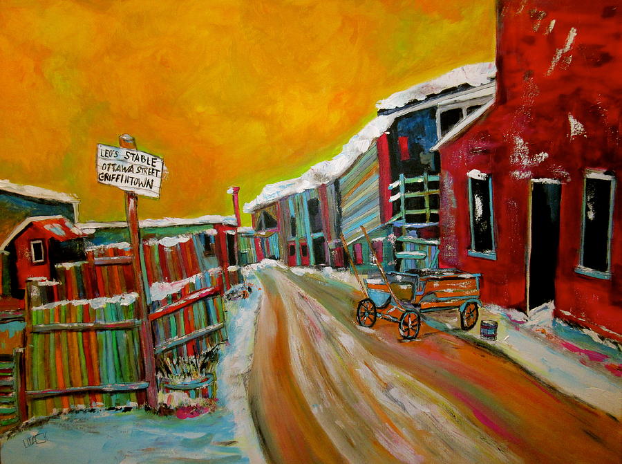 Leos Stable Wagon Griffintown Painting by Michael Litvack
