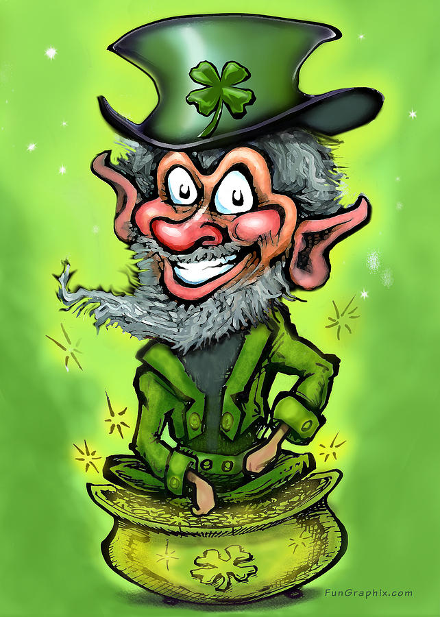 Leprechaun on Pot of Gold Painting by Kevin Middleton