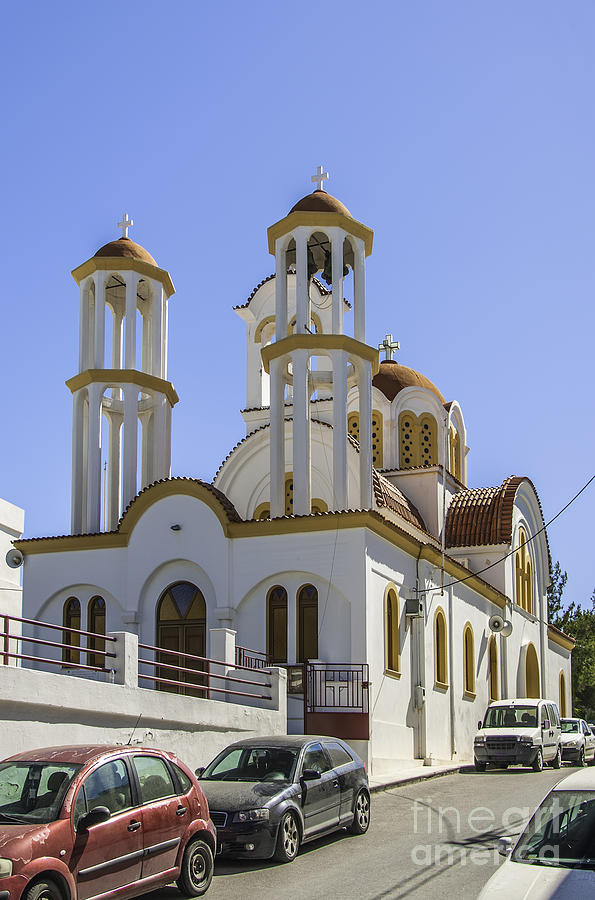Greek Photograph - Lerapetra church from roadside by Antony McAulay