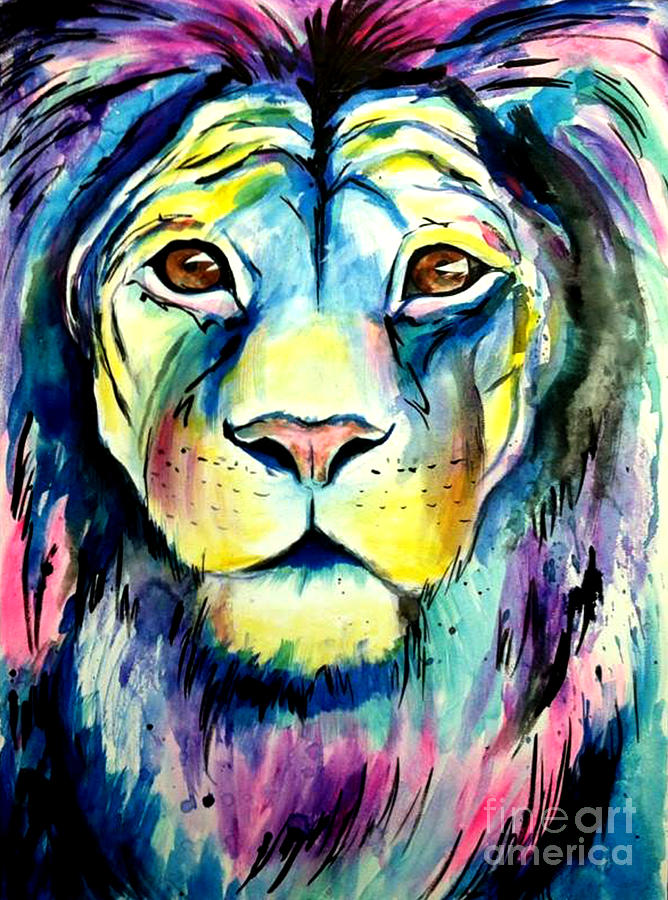 Abstract Painting - Leroy the Lion by Abbi Kay