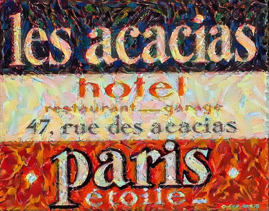 Les Acacias Hotel Paris Painting by Bill Cannon