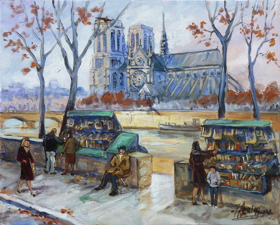 Les Bouquinistes, Seine, Paris Painting by Irek Szelag