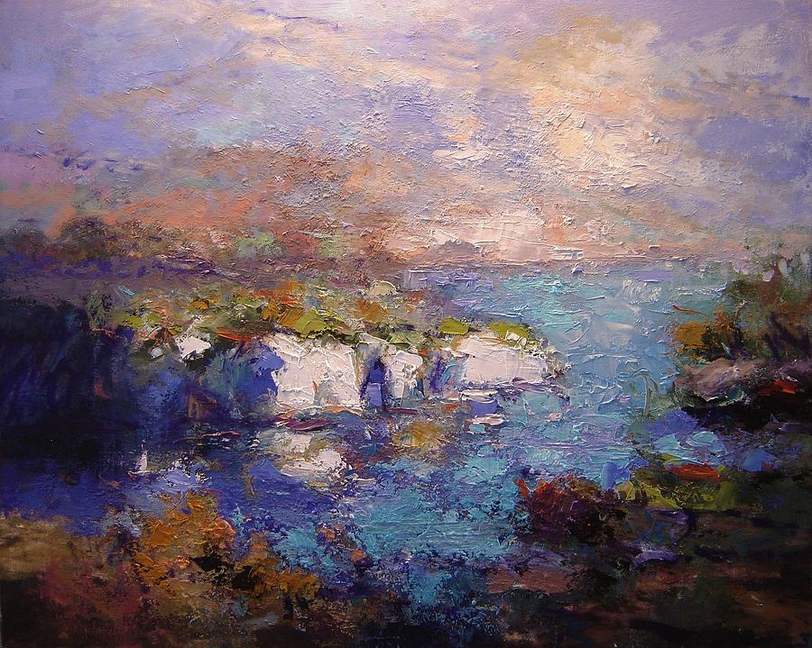 France Painting - Les Calanques in bright light III by R W Goetting