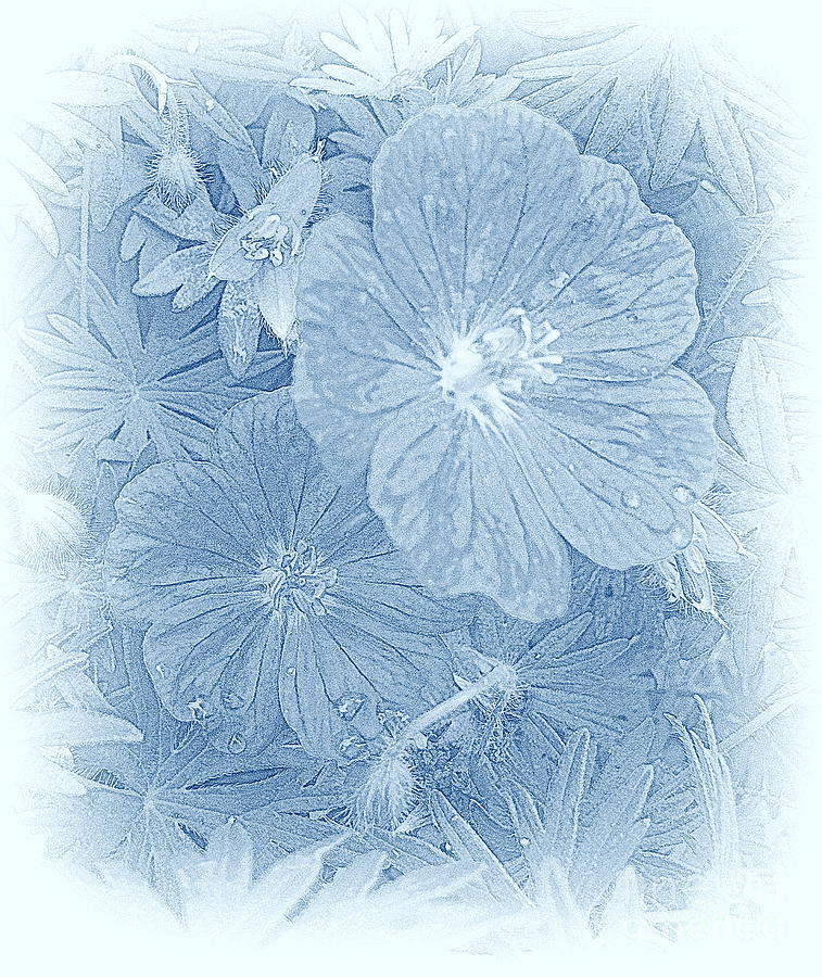 Les Fleurs Bleu Mixed Media by Susan Lafleur