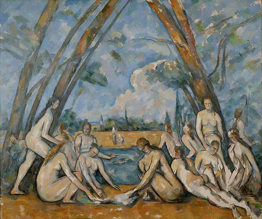 Les Grande Baigneuses Painting by Paul Cezanne