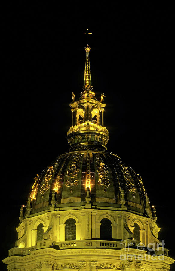 Architecture Photograph - Les Invalides lit up at night in Paris by Sami Sarkis