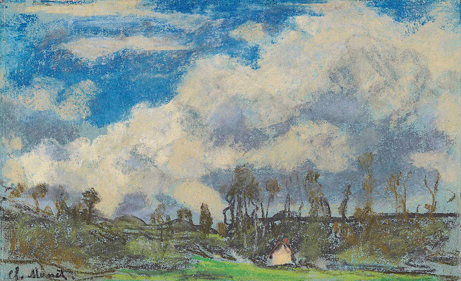 Les Nuages Drawing by Claude Monet