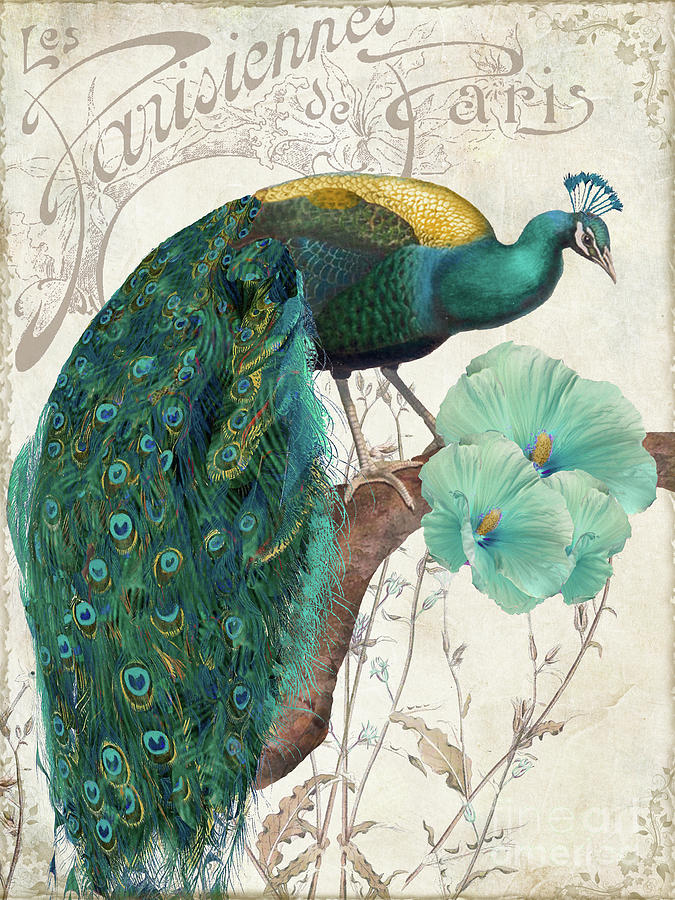 Peacock Painting - Les Paons II by Mindy Sommers