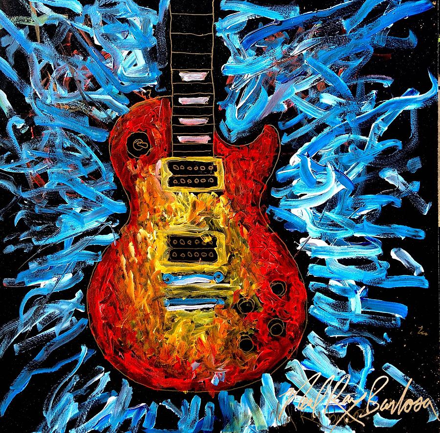 Guitar Still Life Painting - Les paul explosion by Neal Barbosa