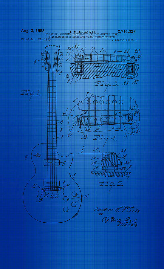 Les Paul Guitar Blueprint Photograph by Brooke Roby - Fine Art America