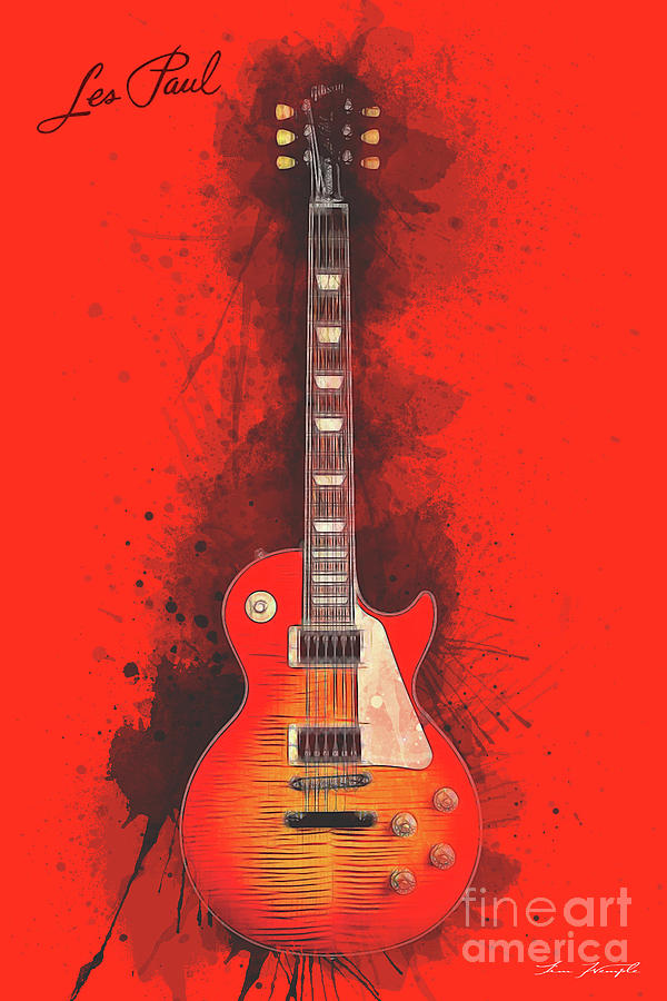 Les Paul Guitar Digital Art by Tim Wemple