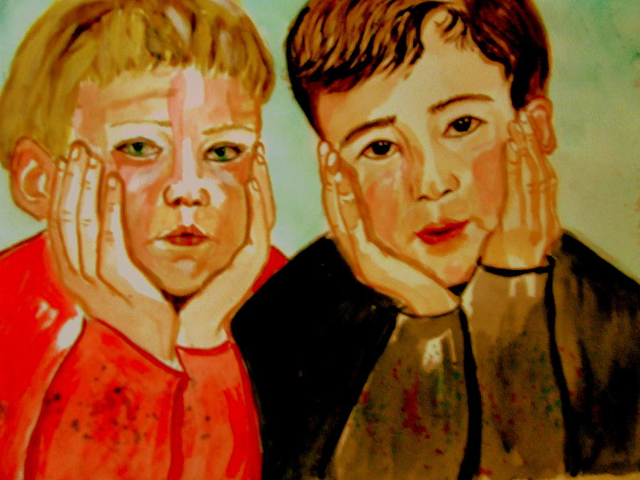 Brothers Painting - Les Petits Garcons by Rusty Gladdish
