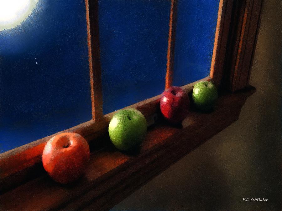 Apple Painting - Les Pommes de la Lune by RC DeWinter