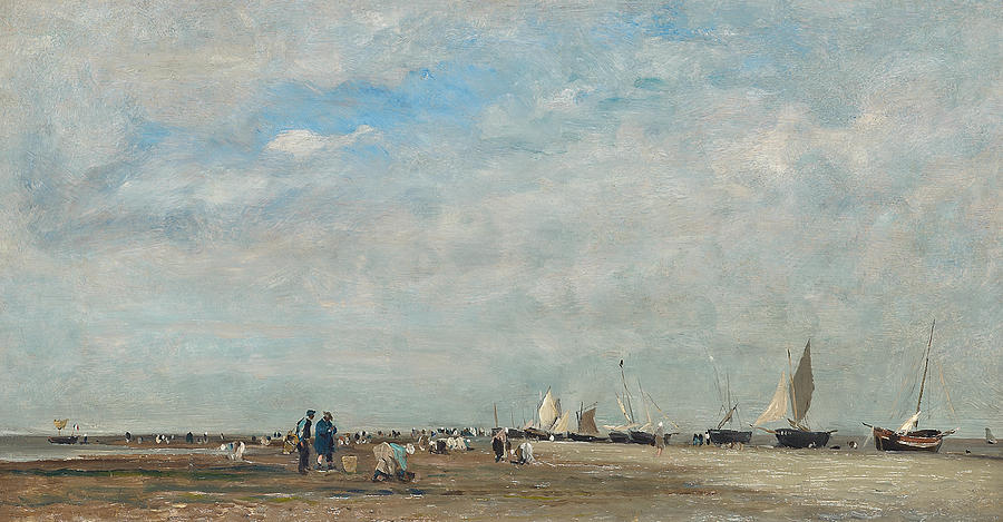 Beach Painting - Les ramasseurs de coquillages by Charles Francois Daubigny