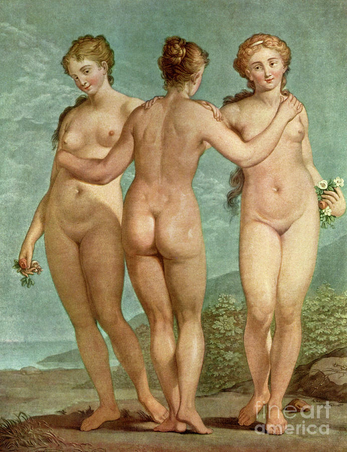 Les Trois Graces  The Three Graces Painting by Giovanni Antonio Pellegrini