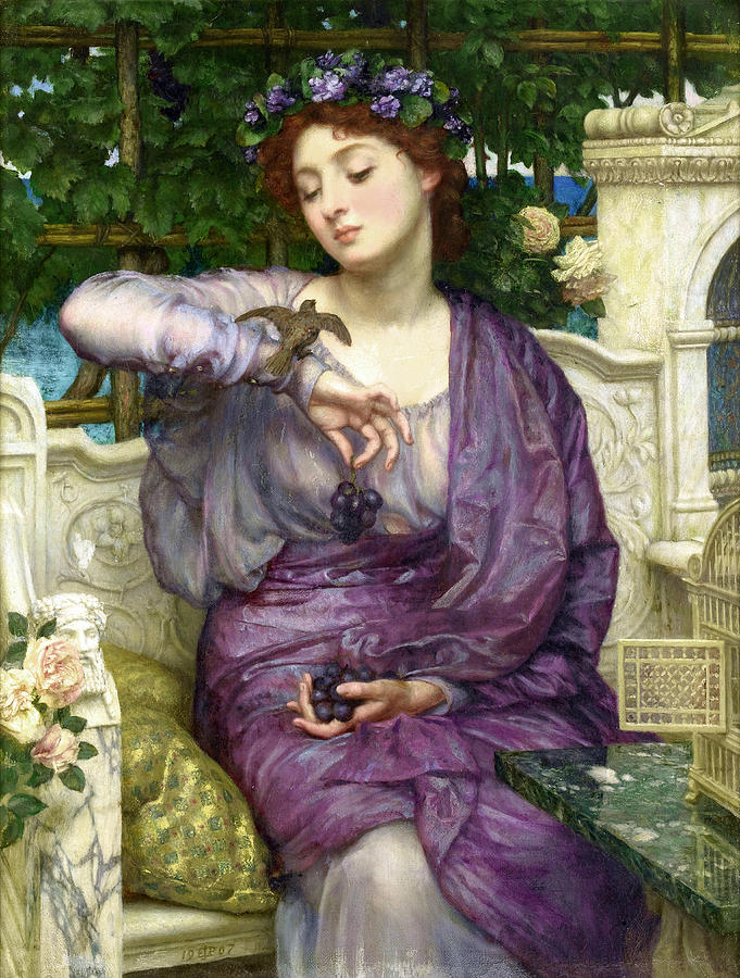 Lesbia and her Sparrow Painting by Edward John Poynter