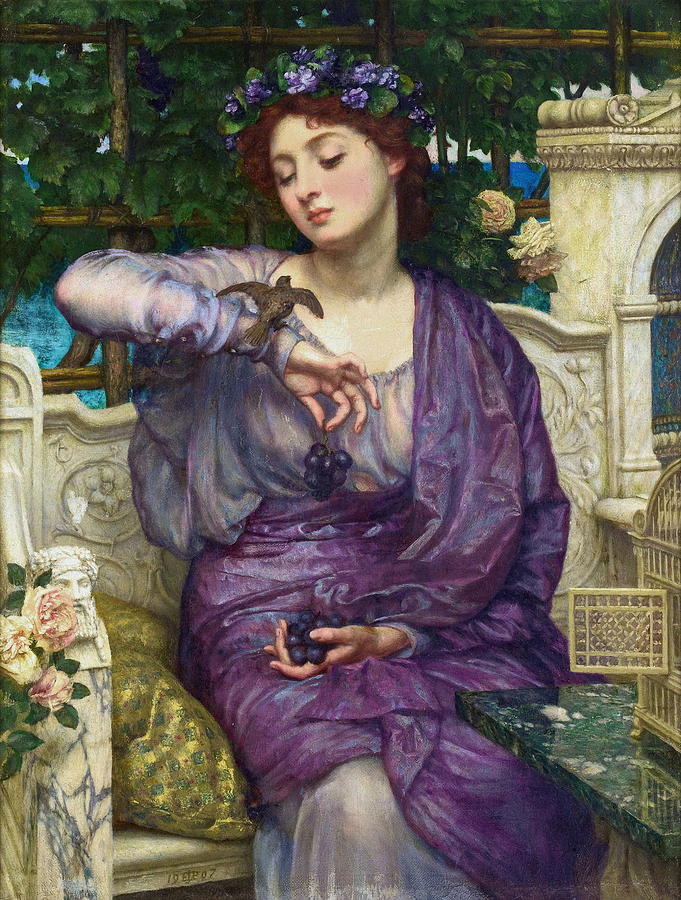 Spring Painting - Lesbia And Her Sparrow  by Edward Poynter