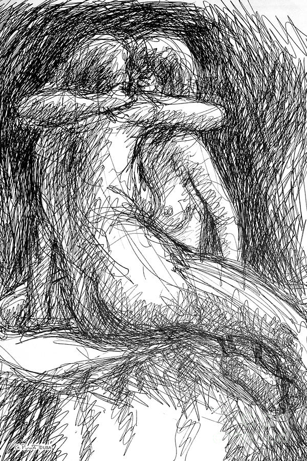 Lesbian Sketches  1 Drawing by Gordon Punt