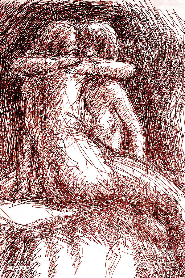 Lesbian Sketches 1b Drawing by Gordon Punt