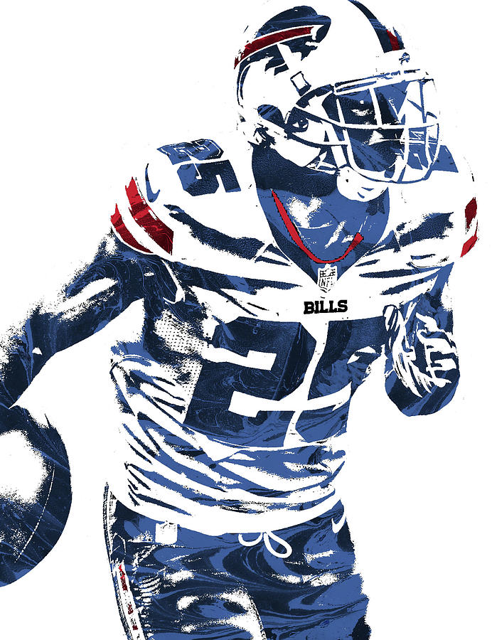 Josh Allen Buffalo Bills Watercolor Strokes Pixel Art 150 Wood Print