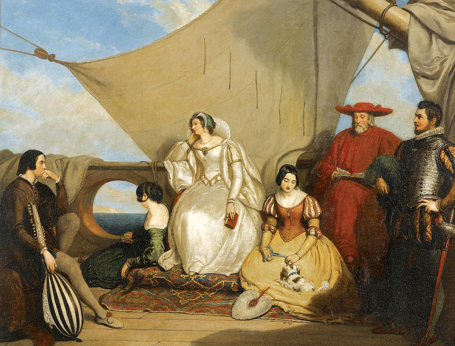  Leslie Mary Queen of Scots Farewell to France Painting by Charles Robert Leslie