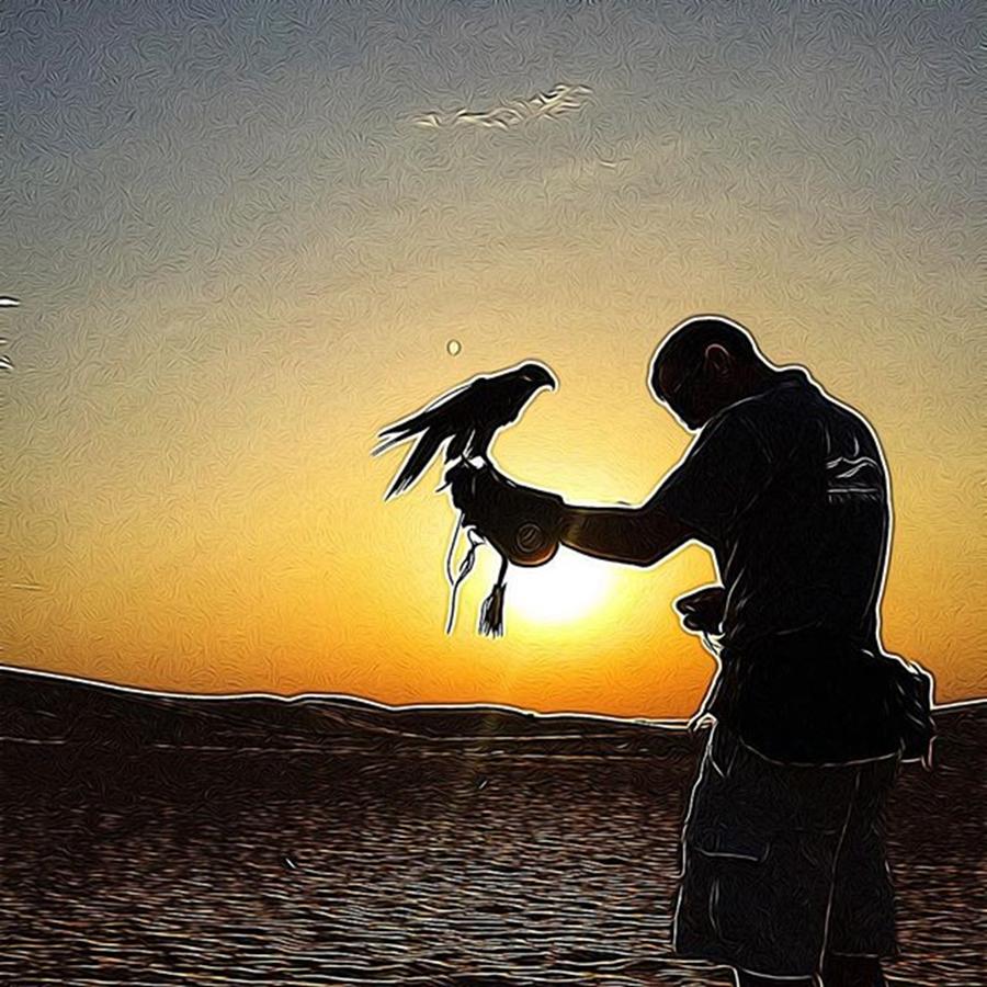 Less Abstract Falconry In The Desert Photograph by Jaime Grego-Mayor