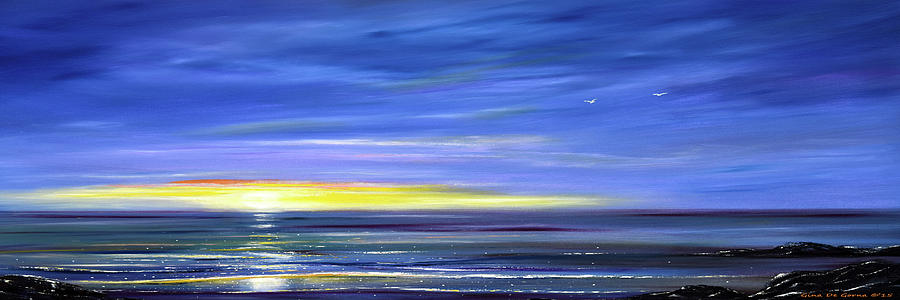 Less Drama Panoramic Sunset Painting by Gina De Gorna