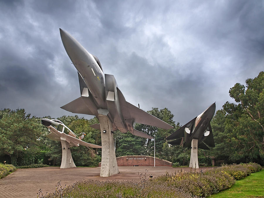 Airplane Photograph - Lest We Forget - Lakenheath War memorial by Gill Billington