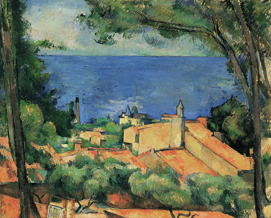 Paul Cezanne Painting - LEstaque With Red Roofs by Paul Cezanne