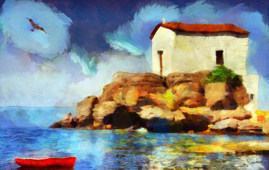 Lesvos island Painting by George Rossidis