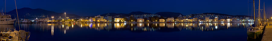 Lesvos Mytilene Night Panoramic Photo 140 Degrees Photograph
