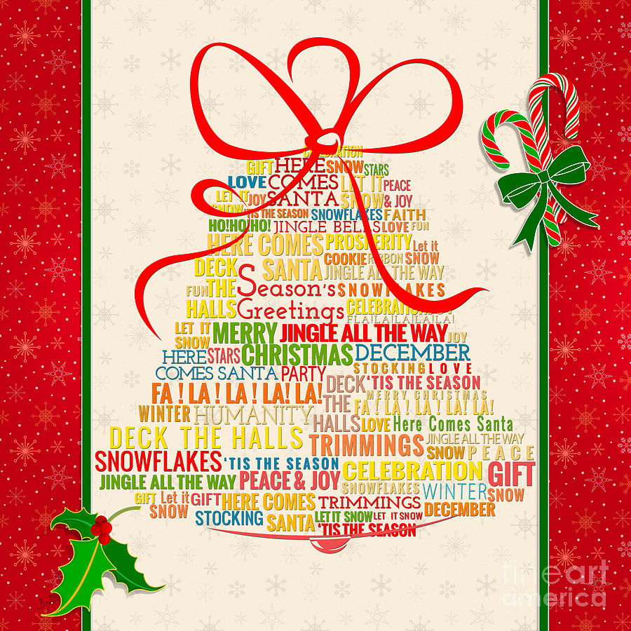 Christmas Digital Art - Let It Ring Words by Peter Awax