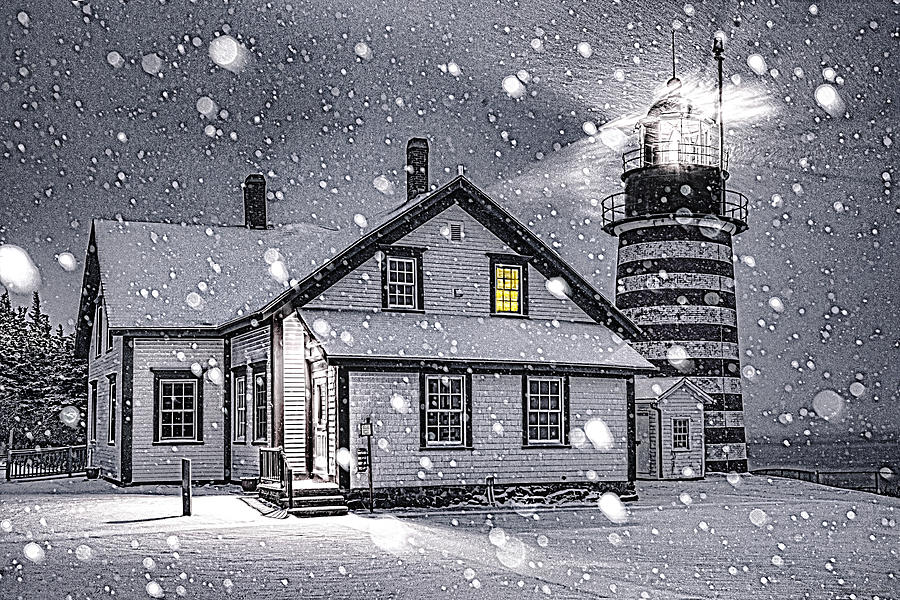 Lighthouse Photograph - Let It Snow Let It Snow by Marty Saccone