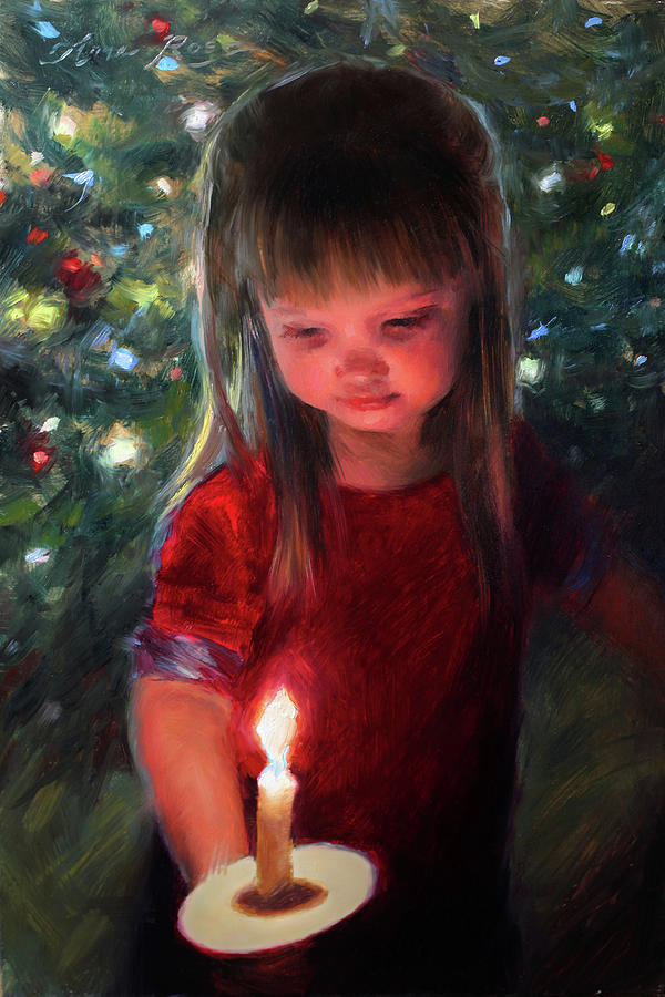 Christmas Painting - Let Peace Begin with Me by Anna Rose Bain