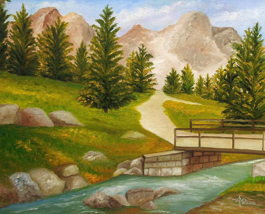 Mountain Painting - Let The River Run by Angeles M Pomata