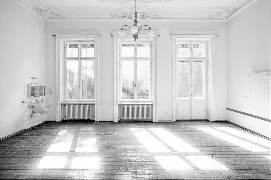 let the sun light in - abandoned buildings BW Photograph by Dirk Ercken