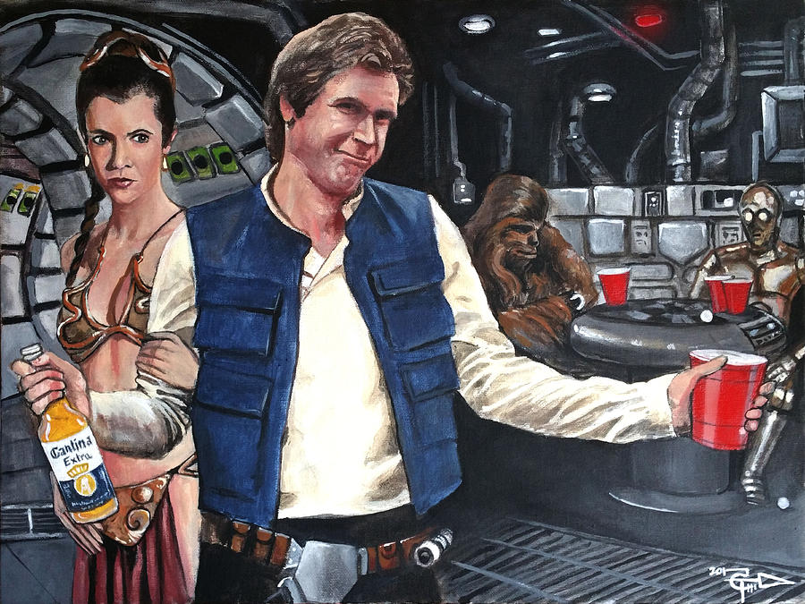Han Solo Painting - Let The Wookie Win by Tom Carlton