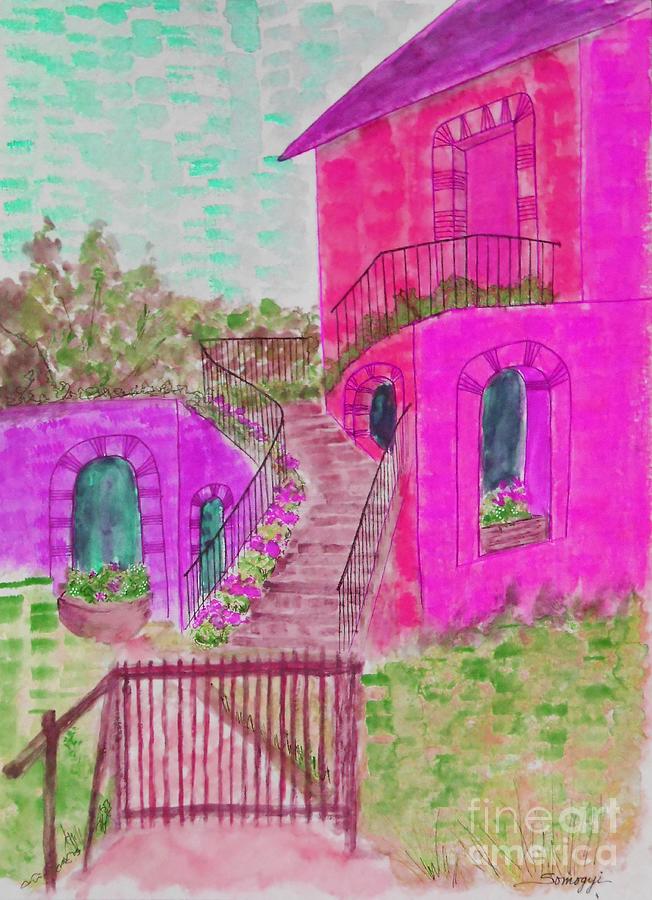 Architecture Painting - Let Them Eat Cake Multicolor Fuchsia by Jayne Somogy