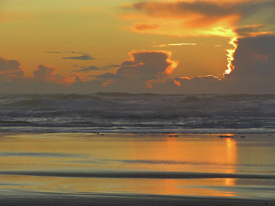 Fire in the Sky Sunset - Nature Photography - Seascape - Oregon Coastal Scenes Photograph by Brooks Garten Hauschild