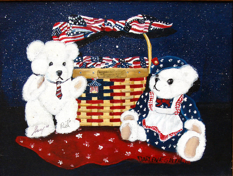 Teddy Bears Painting - Let us celebrate by Darlene Green Teddy Bears Painting - Let us celebrate by Darlene Green