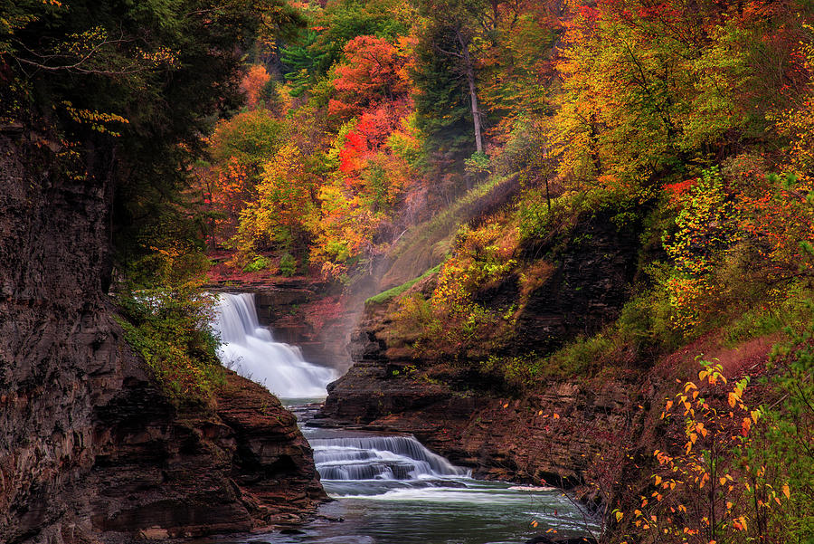 Fall Photograph - Letchworth Lower Falls 2 by Mark Papke