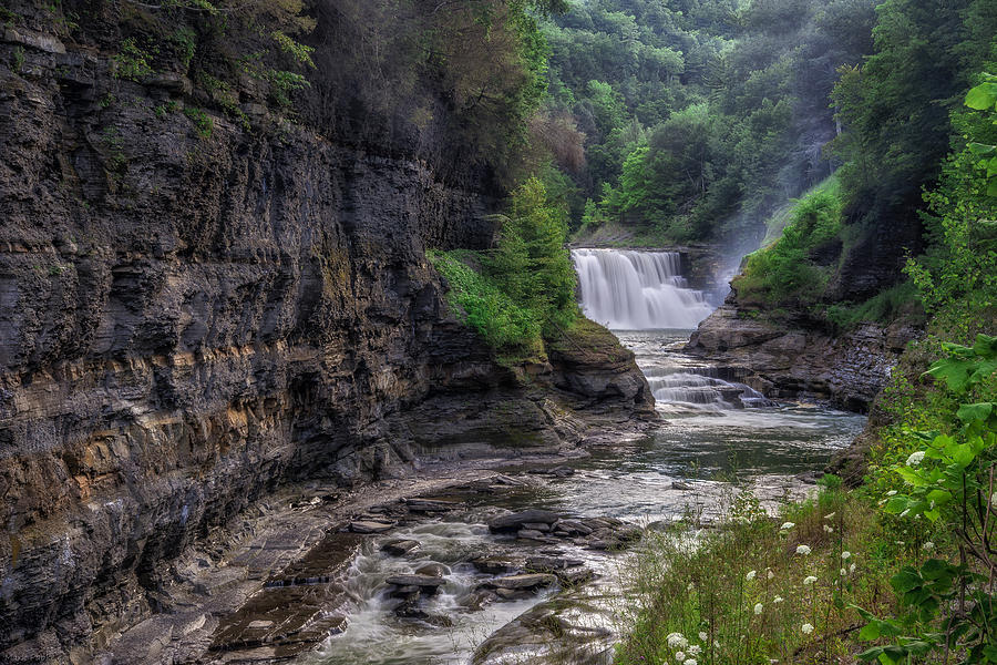 Nature Photograph - Letchworth Lower Falls - Summer by Mark Papke