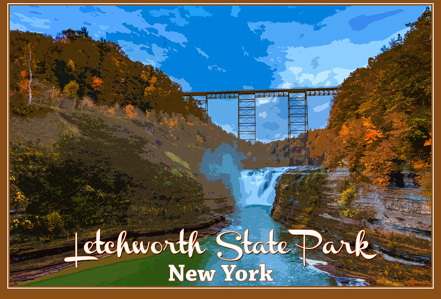 Vintage Photograph - Letchworth State Park Vintage Travel Poster by Rick Berk