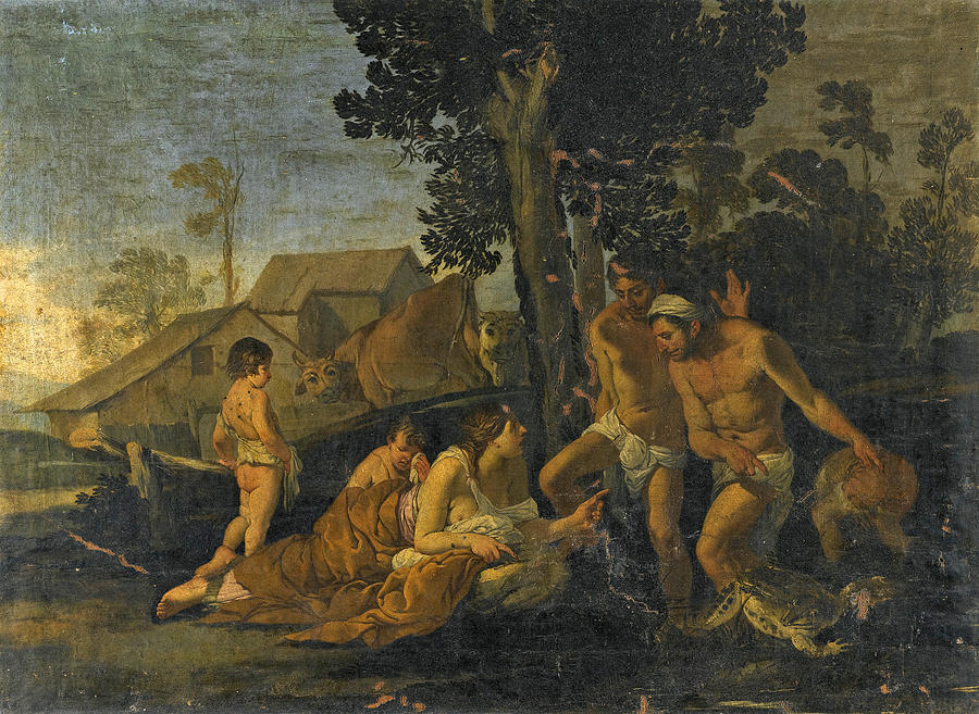 Leto turns the Peasants into Frogs Painting by Giulio Carpioni