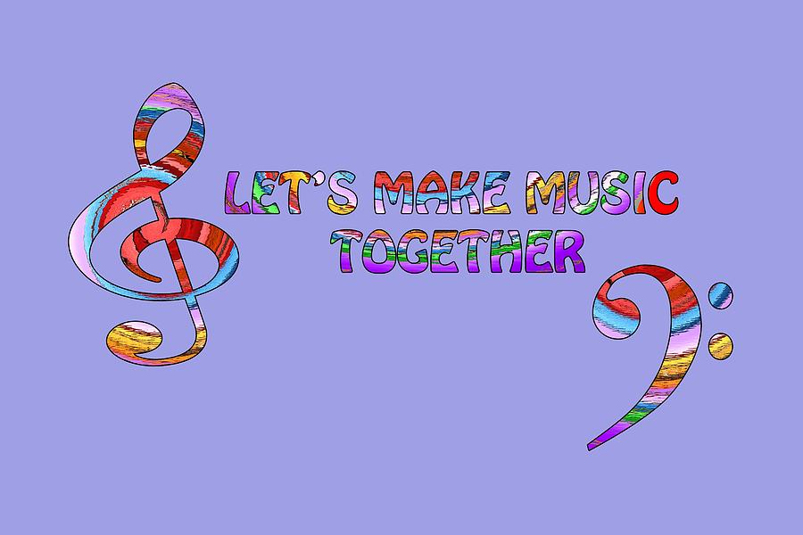 Music Digital Art - Lets Make Music Together - Lavender by Gill Billington
