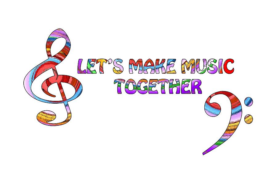 Lets Make Music Together - White Digital Art by Gill Billington